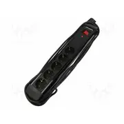 Plug socket strip protective Sockets 5 230Vac 10A black 5M  Sp1-05F-0500 Sp1-05F-0500-Bk
