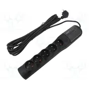 Plug socket strip protective Sockets 5 250Vac 10A black  Acar-W2341-5 Acar W2341