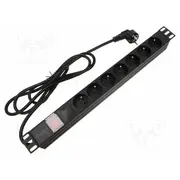 Plug socket strip protective Sockets 7 230Vac 16A black 2M  Pdu-07E-0200 Pdu-07E-0200-Bk