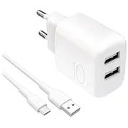 Puro Prolite 10W 2X Usb-A wall charger  - Usb-C cable 1.2M white 8018417498640 85044030