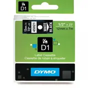Tape Dymo D1 12Mm x 7M, vinyl, white on black / S0720610 45021  541131345021