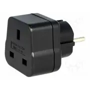 Transition adapter 2PPe 230Vac 13A black Pin 3 Schuko plug  1508530