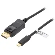 Adapter Displayport plug,USB C plug 3M black  Ua0336