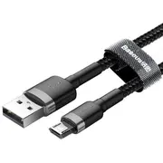 Baseus Cafule kabelis izturīgs neilona pīts vads Usb  micro Qc3.0 2.4A 1M melns-pelēks Camklf-Bg1 6953156280335 Kbabsuusb0025