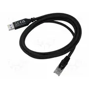 Cable Usb 3.0 Rj45 plug,USB A plug nickel plated 2M black  Cu0402