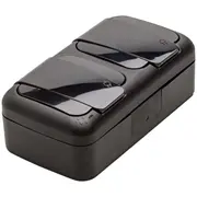 Mitrumdroša Ip54 Dubultā elektrības kontaktligzda Rozete ar zemējumu melna  9055 5188 3100000867256