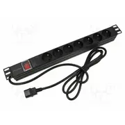 Plug socket strip protective Sockets 7 230Vac 10A black 2M  Pdu-07E-0200Iec Pdu-07E-0200-Iec-Bk