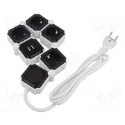Plug socket strip supply Sockets 4 230Vac 16A white 1.5M  Lps276U