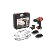 Black  Decker 18V Impact Drill With 2 x 2.0Ah batteries with charge status indicator, 1A charger and 80 accessories Bcd383D2Xka-Qw 2.0 Ah 5035048844236