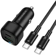 Borofone Car charger Bz34B Cloud - Usb  Type C Qc 3.0 Pd 38W with to cable black Ład001948 6941991122415