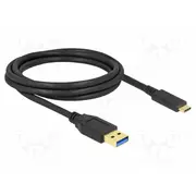 Cable Usb A plug,USB C plug 2M black 22Awg,30Awg 10Gbps  Delock-84004 84004
