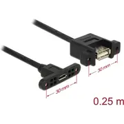 Delock Cable Usb 2.0 Micro-B female panel-mount Gt Type-A 25 cm  85109 4043619851096