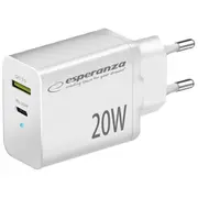 Esperanza Ezc105W Lādētājs Type C 20W  Usb Qc3.0 18W 5901299960578