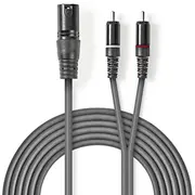 Kabelis Nedis Xlr M - 2X Rca 3M 5412810295760  Coth15200Gy30