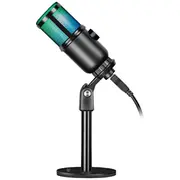 Mikrofon przewodowy Defender Glow Gmc 400 ze statywem Stream strumieniowy Rgb Usb  64640 4745090821314 Wlononwcrfts1