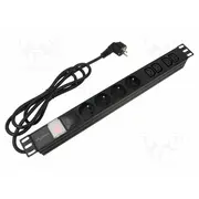 Plug socket strip protective Sockets 4 230Vac 16A black 2M  Pdu-04E04I-0200 Pdu-04E04I-0200-Bk