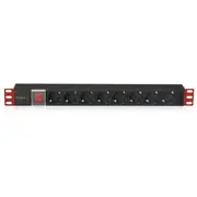 Techly I-Case Strip-81Ud power distribution unit Pdu 8 Ac outlets 1U Black, Red  100488 8051128100488 Lipthlrak0001
