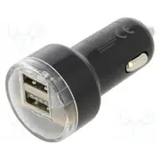 Usb power supply A socket x2 Sup.volt 1224Vdc 5V/2.1A  Eg-U2C2A-Car-02