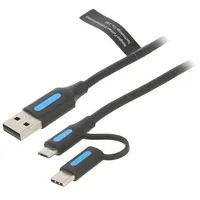 2In1 Usb cable 2.0 to Usb-C Micro-B Vention Cqdbf 1M Black 