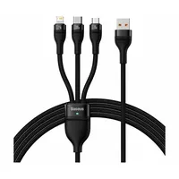 3In1 Usb cable Baseus Flash Series, Usb-C  micro Lightning, 100W, 1.2M Black Cass030001 6932172608712 033914