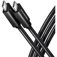 Axagon Data and charging Usb 3.2 Gen 1 cable length 1.5 m. Pd 60W, 3A. Black braided.  Bucm3-Cm15Ab