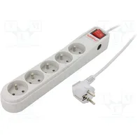 Plug socket strip protective Sockets 5 250Vac 10A grey  Arc5/15/Sz