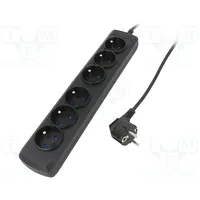 Plug socket strip supply Sockets 6 250Vac 10A black  Arcolor6/15/Cz