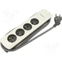 Extension lead 3X1.5Mm2 Sockets 4 white-grey 1.8M 16A  Qoltec-50295 50295