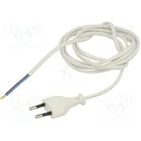 Cable 2X0.75Mm2 Cee 7/16 C plug,wires Pvc 1.9M white 2.5A  Wj-11-2/07/1.9Wh
