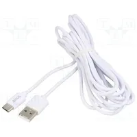 Cable Usb 2.0 A plug,USB C plug 3M white 480Mbps 2A  Savkabelcl-168