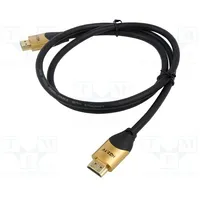 Cable Hdmi 2.1 plug,both sides Pvc Len 2M black golden  Qoltec-50355 50355