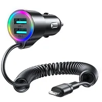 Car charger Joyroom Jr-Cl25, 2X Usb  Lightning cable Black Jr-Cl25 6956116722647