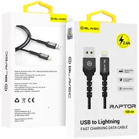 Blavec Cable Raptor braided - Usb to Lightning 2,4A 1 metre Cra-Ul24Bg10 black-grey  Kabav1626 5900217420453