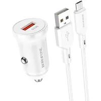 Borofone Car charger Bz18 - Usb Qc 3.0 18W with to Micro cable white  Ład001529 6974443384857