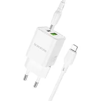 Borofone Wall charger Bn14 Royal - Usb  Type C Qc 3.0 Pd 30W with to Lightning cable white Ład001696 6941991106873