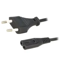 Cable 2X0.5Mm2 Cee 7/16 C plug,IEC C7 female Pvc 1.2M 2.5A  Kab-Eu-T2-1.2-Bk