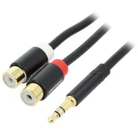 Cable Jack 3.5Mm 3Pin plug,RCA socket x2 0.3M black  Vab-R02-B030