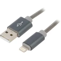 Cable Usb 2.0 Apple Lightning plug,USB A plug 2M grey metal  Cc-Usb2S-Amlm-2Bg Cc-Usb2S-Amlm-2M-Bg