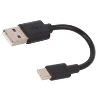 Cable Usb 2.0 A plug,USB C plug 0.1M black Core Cu Pvc  Usb-Usbc-0.1-Bk 38675