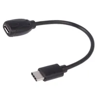 Cable Usb 2.0 B micro socket,USB C plug nickel plated  Ak-300316-001-S