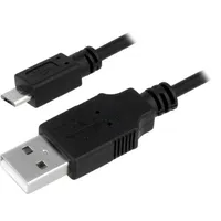 Cable Usb A plug,USB B micro plug nickel plated 0.6M black  Cu0057
