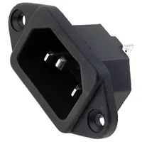 Connector Ac supply socket male 10A 250Vac Iec 60320 C14 E  Cs-001
