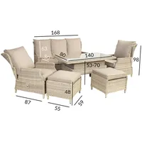 Dārza mēbeļu komplekts Basel galds, dīvāns, 2 krēsli, pufi  13681 4741243136816