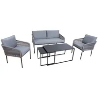 Dārza mēbeļu komplekts Levine 2 galdi, dīvāns un atzveltnes krēsli, melns  23521 4741243235212