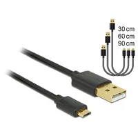 Delock Data and Fast Charging Cable Usb 2.0 Type-A male  Type Micro-B 3 pieces set black 83680