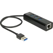 Delock Usb 3.0 Hub 3 Port  1 Gigabit Lan 10/100/1000 Mbps 62653 4043619626533
