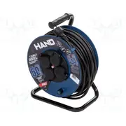 Extension lead 3G1.5Mm2 50M rubber black Sockets no 4 reel  W-96303