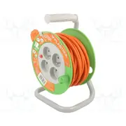 Extension lead 3G1Mm2 10M Pvc orange Sockets no 4 reel 10A  W-98944
