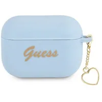 Guess case for Airpods Pro Guaplschsb blue Silicone Heart Charm  3666339039042
