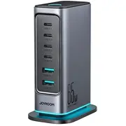Joyroom Jr-Tcm02 Gan 65W charger charging station 4Xusb-C 2Xusb-A Uk plug - gray  6956116795535 85044030